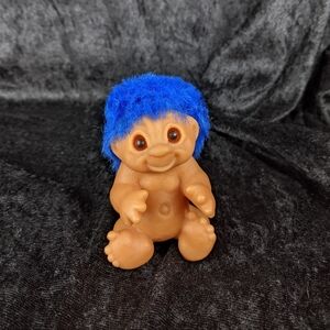 Vintage dark blue hair troll baby